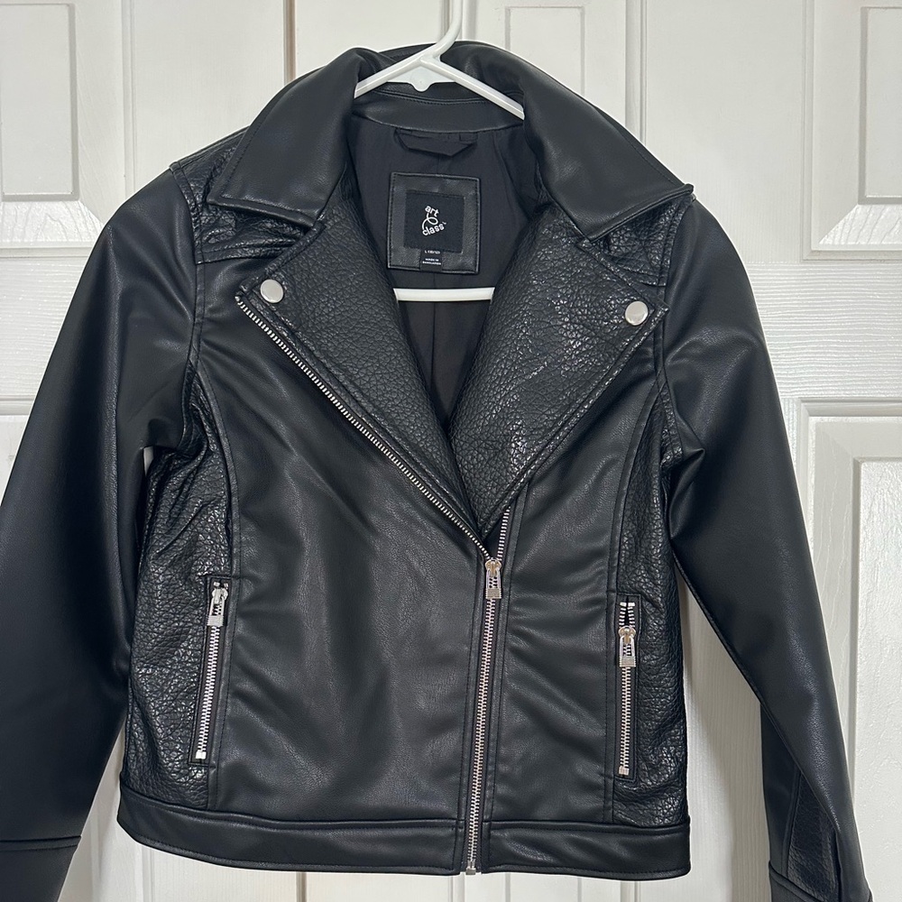 Art Class Black Leather Jacket for Kids